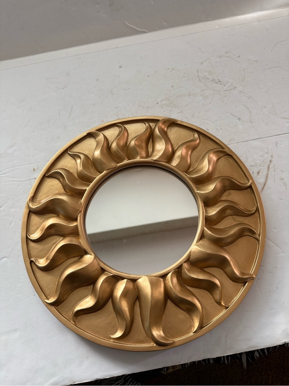 Gold Sunburst Round Wall Mirror - Decorative Home Wall Decor